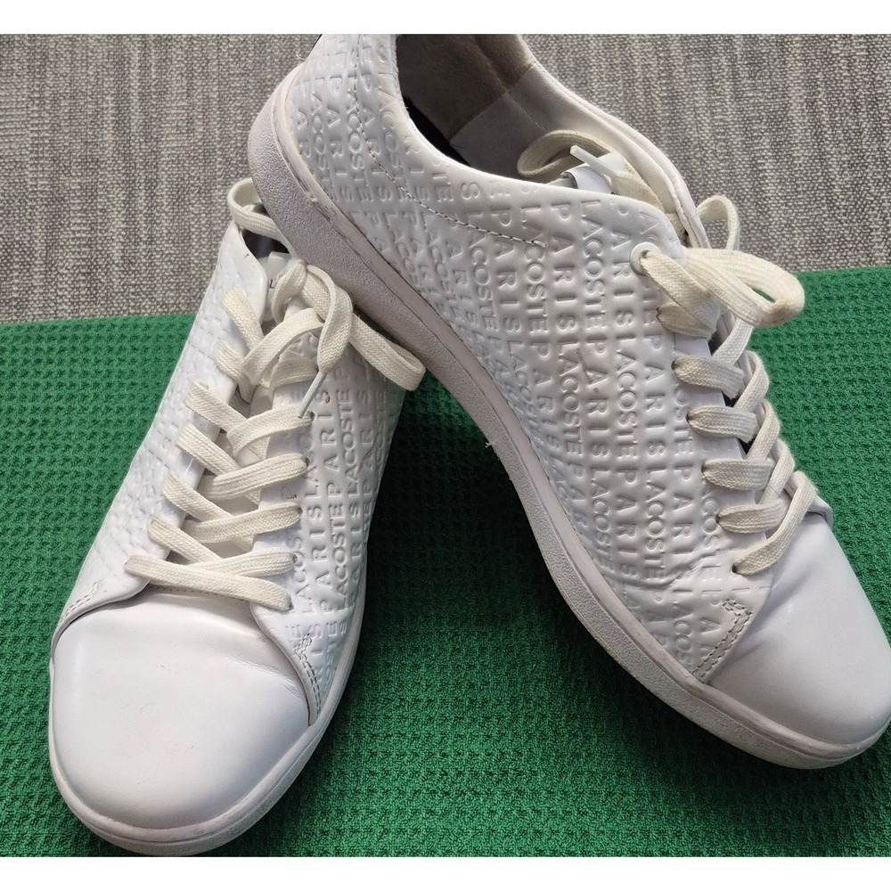 Lacoste Carnaby Evo 119 4 SFA Women's White Sneakers sz 9 Textured Lace Up Shoes